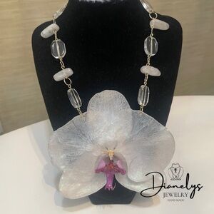 White and Purple Orchid Necklace